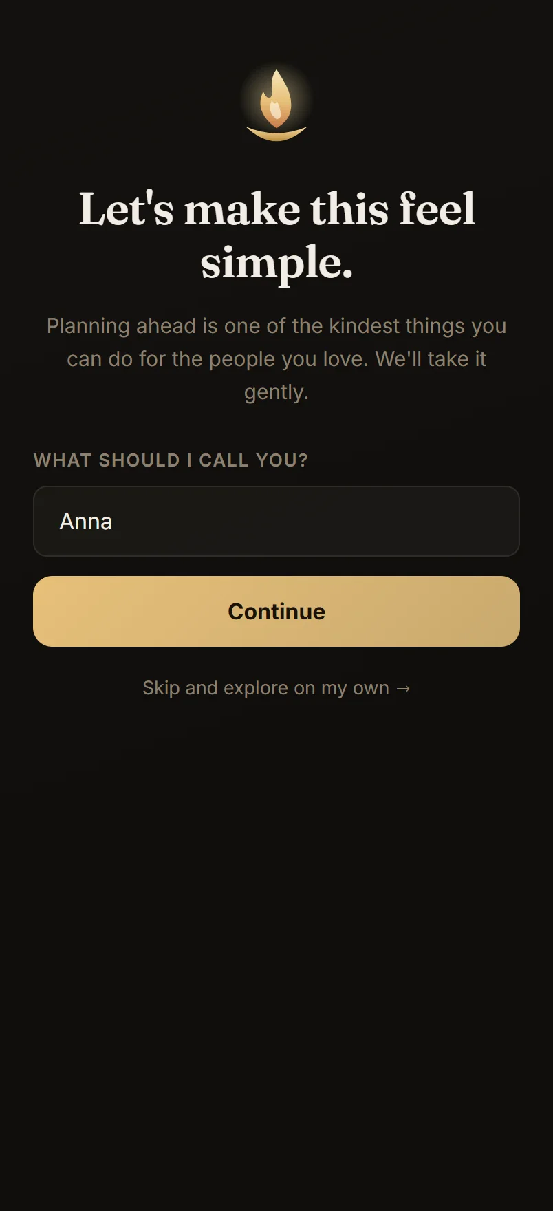 Solace onboarding — your name