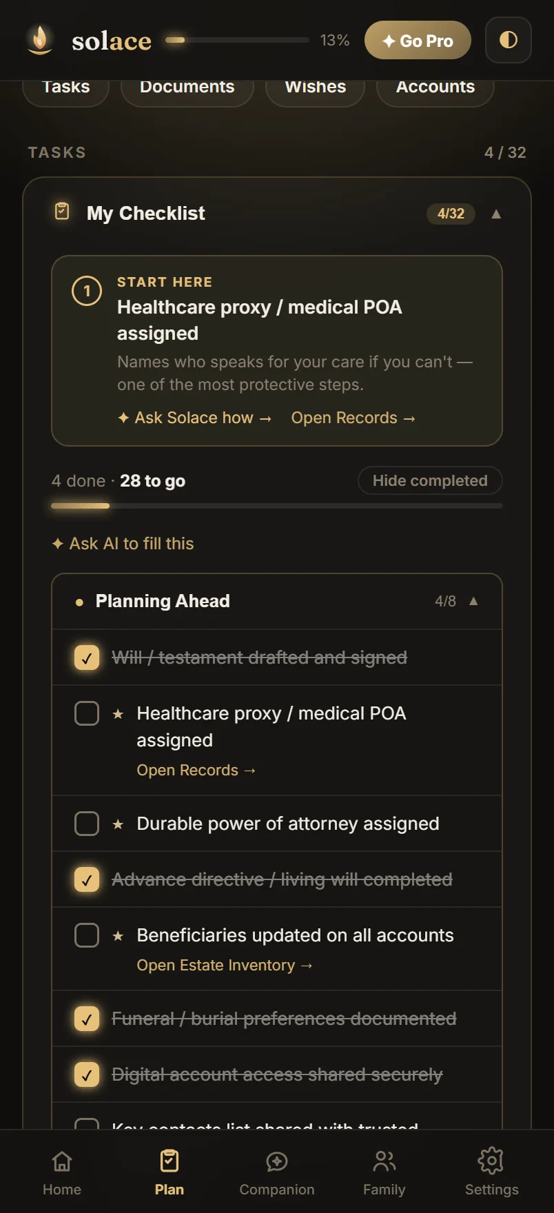 Solace checklist
