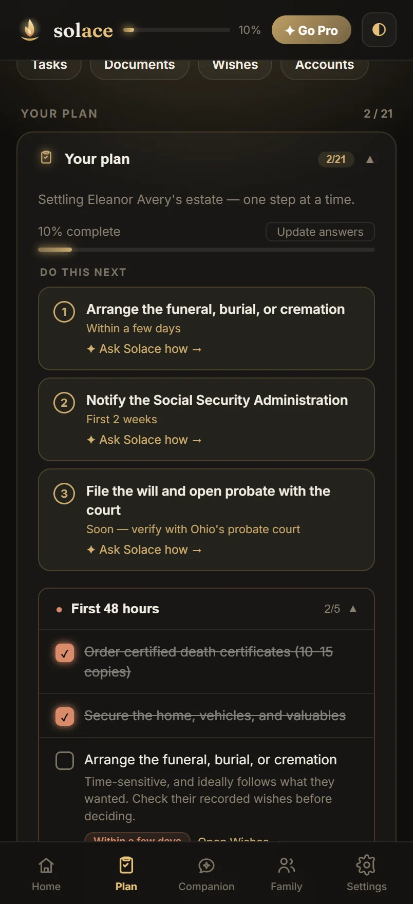 Solace executor plan